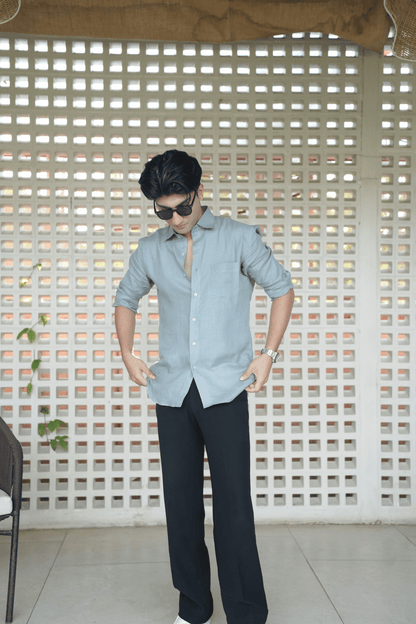 Greenish Grey Linen Shirt