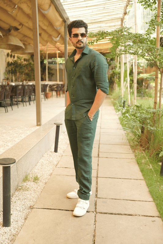 Green Linen Cord Set