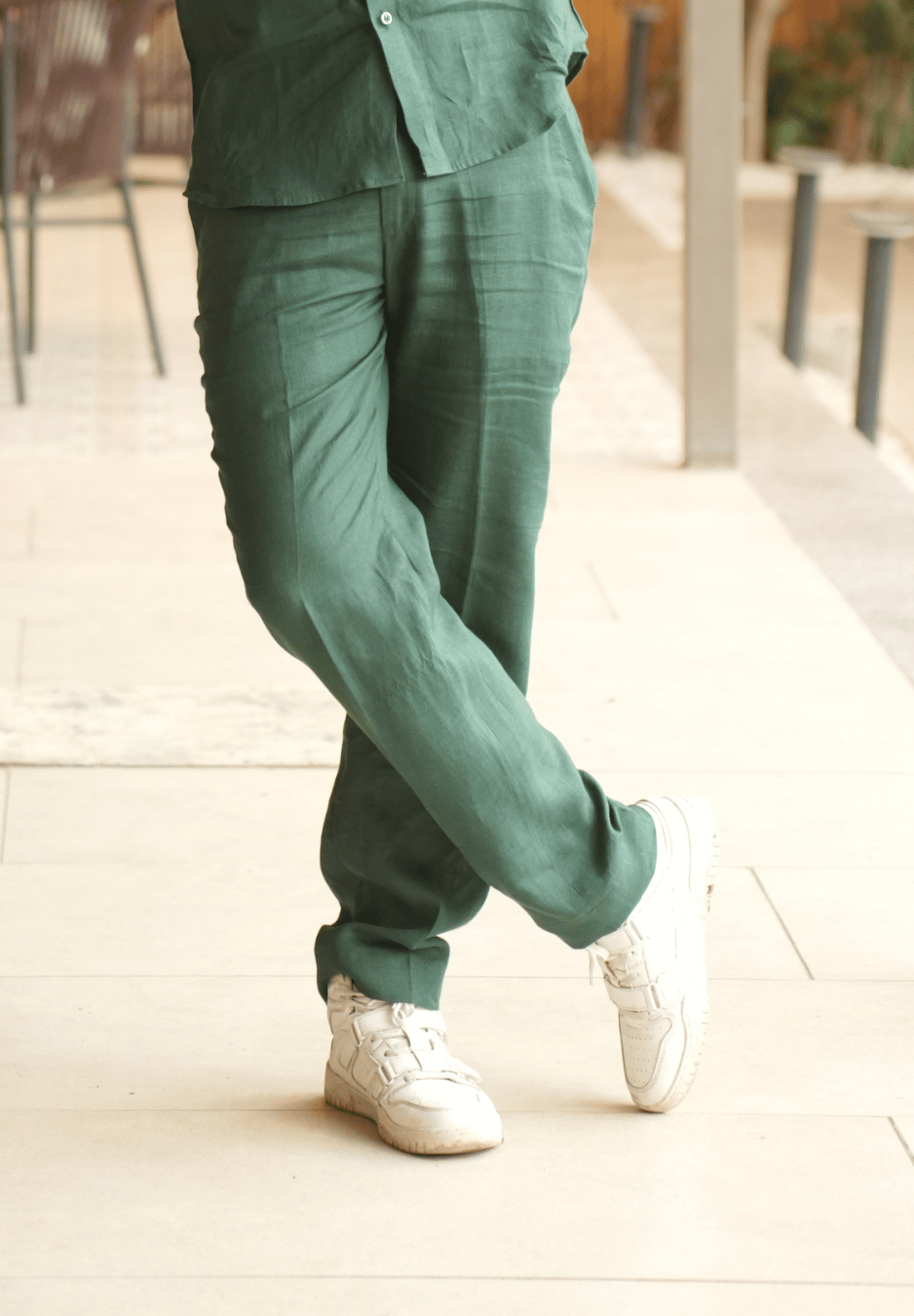 Bottle Green Linen Trouser