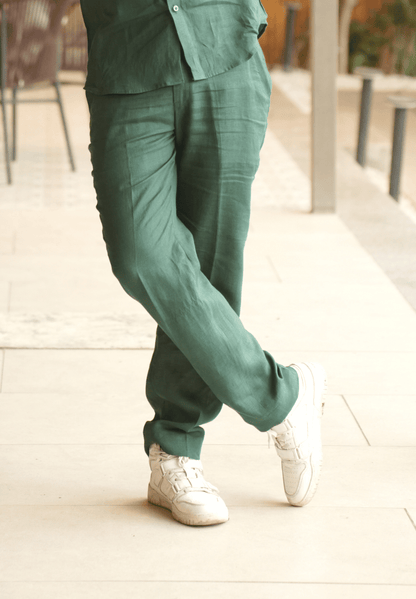 Bottle Green Linen Trouser