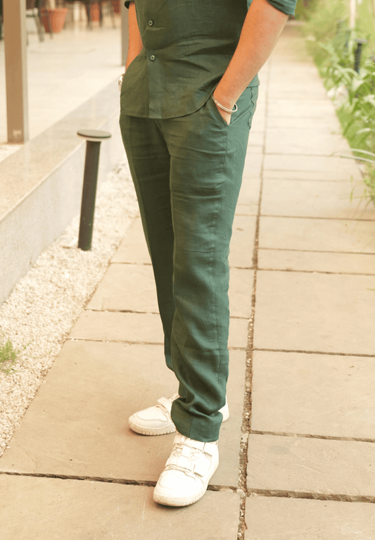 Bottle Green Linen Trouser