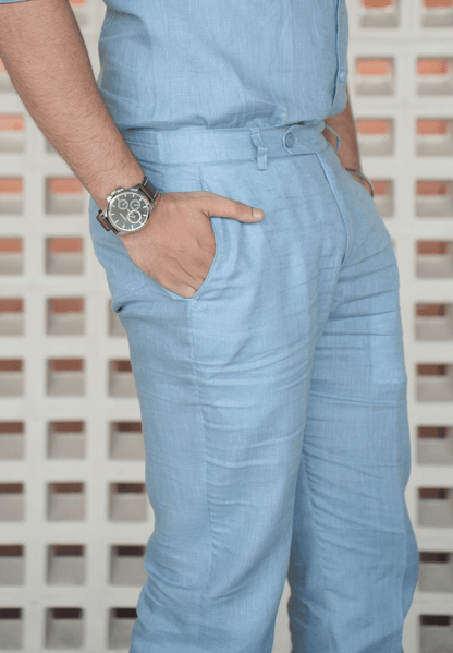 Denim Blue Linen Trouser