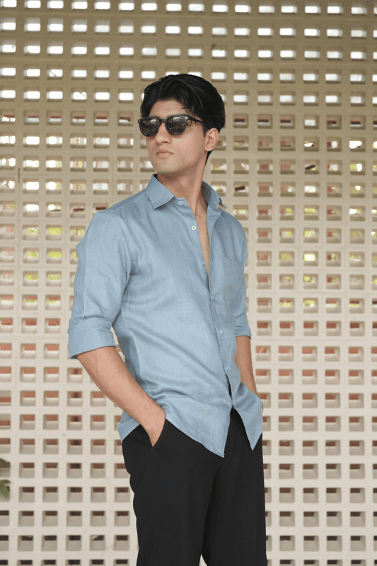 Denim Blue Linen Shirt